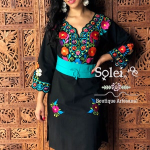 Floral Embroidered Mexican Dress.size S 3X. Long Sleeve Floral Dress ...