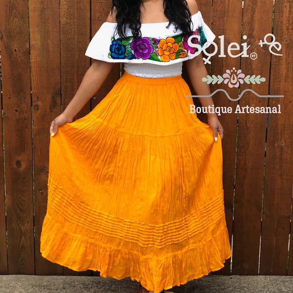 Mexican Maxi Skirt. Mexican Colorful Skirt. Traditional Long Skirt. Ruffle Skirt. Fashion Skirt. Bohemian Skirt. Made in Mexico.