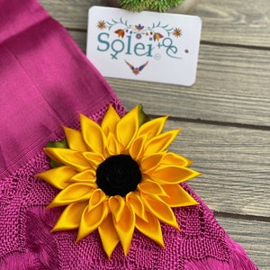 Traditional Mexican Sunflower Headpiece. Womens Flower Headpiece.Traditional Mexican Accessories. Sunflower Hair Clip.