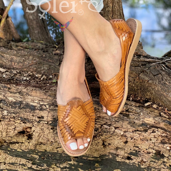 Artisanal Mexican Sandals Leather White/Yellow 603281 main image 1