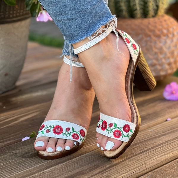 Mexican Leather Wedding Heels Boho Hippie - Etsy