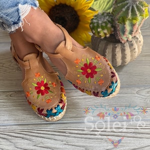 Mexican Leather Sandals. All Size Boho- Hippie Vintage. Colorful  Sandals with Buckle. Mexican Shoes. Mexican Huaraches.