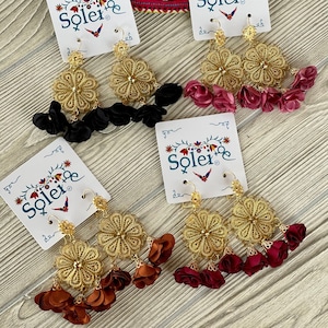 Aretes Mexicanos de Filigrana. Aretes Florales. Aretes Artesanales. Aretes Tradicionales. Aretes Filigrana Floral. Aretes De Chapa de Oro.