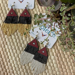 Boucles d&#39;oreilles perles artisanales en or et argent.Boucles d&#39;oreilles mexicaines en perles.Boucles d&#39;oreilles mexicaines traditionnelles.Bijoux mexicains faits main.Boucles d&#39;oreilles pendantes en perles