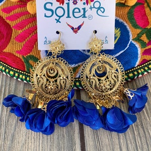 Aretes Mexicanos de Filigrana. Aretes Florales. Aretes Artesanales. Aretes Tradicionales. Aretes Filigrana Floral. Aretes De Chapa de Oro.