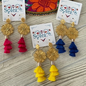 Aretes Mexicanos de Filigrana. Aretes Florales. Aretes Artesanales. Aretes Tradicionales. Aretes Filigrana Floral. Aretes De Chapa de Oro.