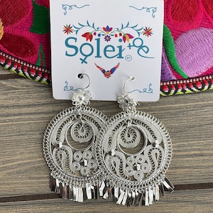 Silver Plated Mexican Earrings. Traditional Filigree Earrings. Frida Khalo Earrings. Mexican Earrings