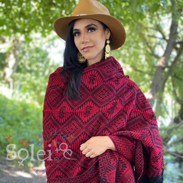 Mexican Embroidered Shawl. Mexican Traditional Shawl. Mexican Design Shawl. Embroidered Blanket Wrap. Colorful Blanket Wrap.