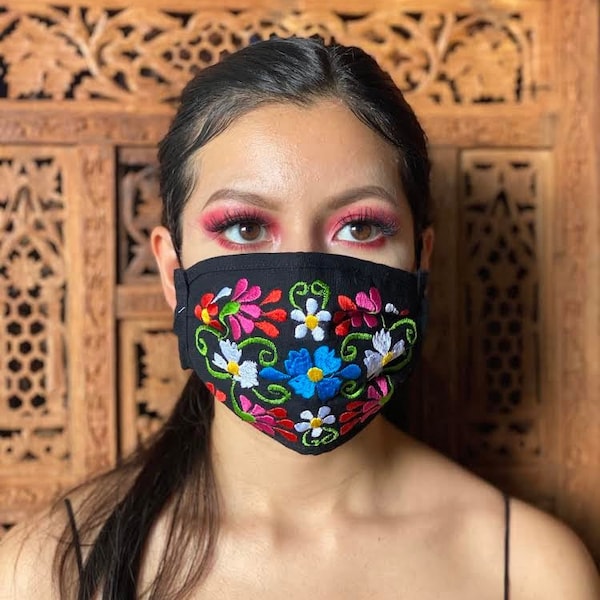 Floral Embroidered Face Masks. Beautiful Floral Face Mask. Reusable Face Mak. Cute Multicolor Face Mask. Stylish Face Mask. Washable Mask