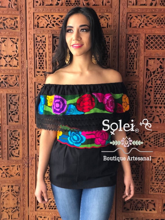 Blusa Campesino Floral. Blusa Tradicional Mexicano. Blusa por Debajo del Hombro. Blusa Floral Bordado. Fiesta Mexicana. Etsy Espana
