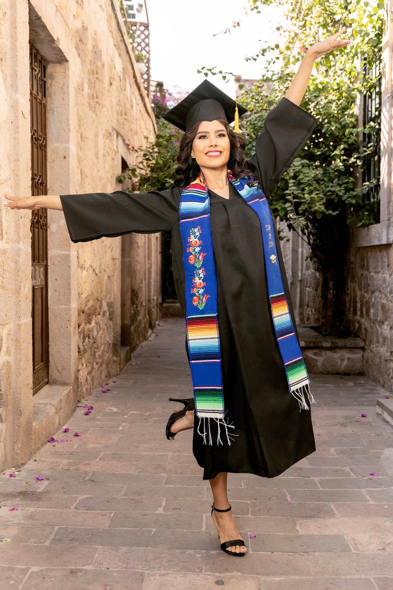 2024 Mexican Graduation Stole Sash. Mexican Serape Stole. Mexican Graduation. Multicolor Graduation Stole. Mexican Themed Graduation Stole. image 7