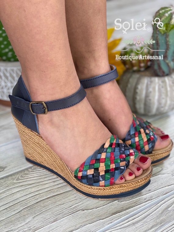 Zapato Artesanal de Plataforma. Zapato Mexicano de Cuero. | Etsy México