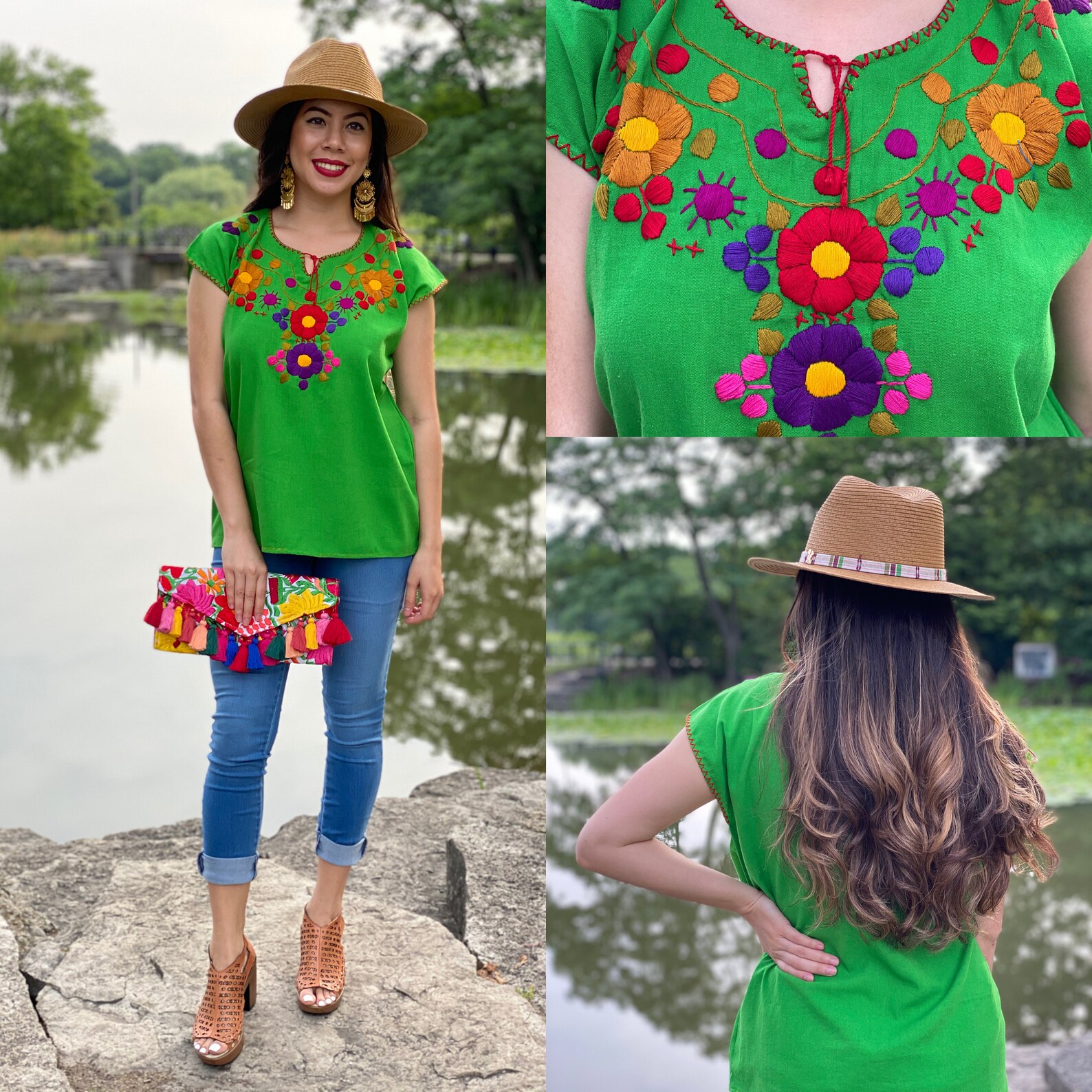 Slate Embroidered Floral Top