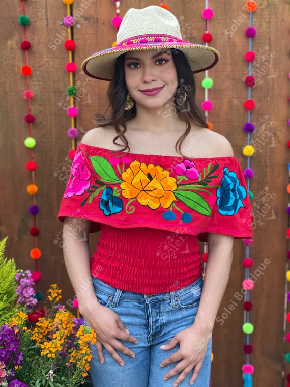 Crop Top Bordado Mexicano. Blusa Crop Floral. Blusa