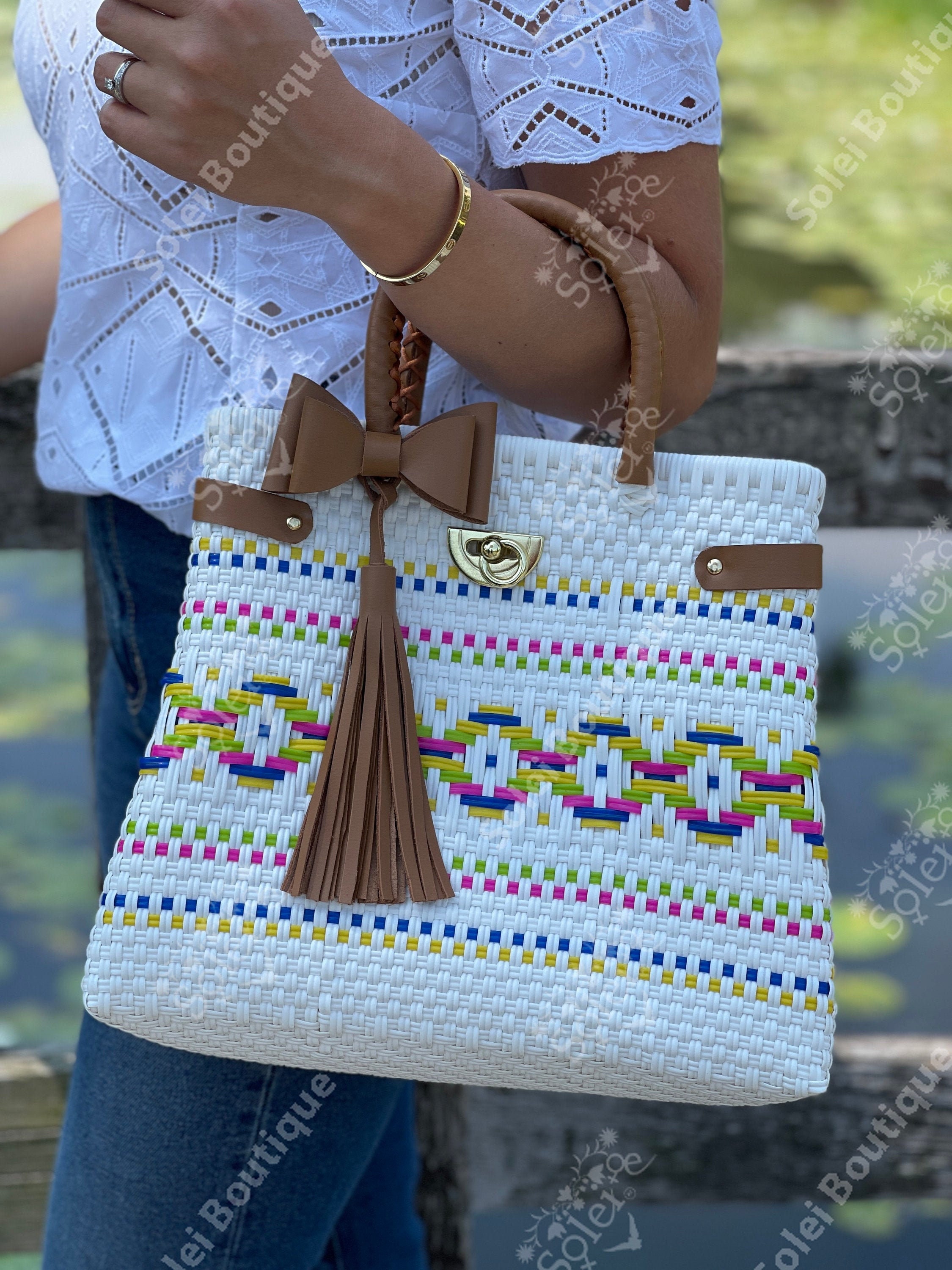 Recycled Plastic Bag Large Handycraft Bag Mexican Tote Bag 