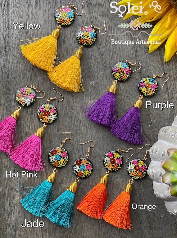 herir Indefinido educar Aretes Artesanales Pintado a Mano. Aretes Florales. Aretes de - Etsy España