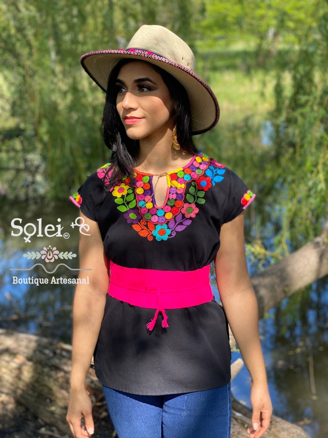 Hand Embroidered Mexican Blouse. Colorful Floral Mexican - Etsy