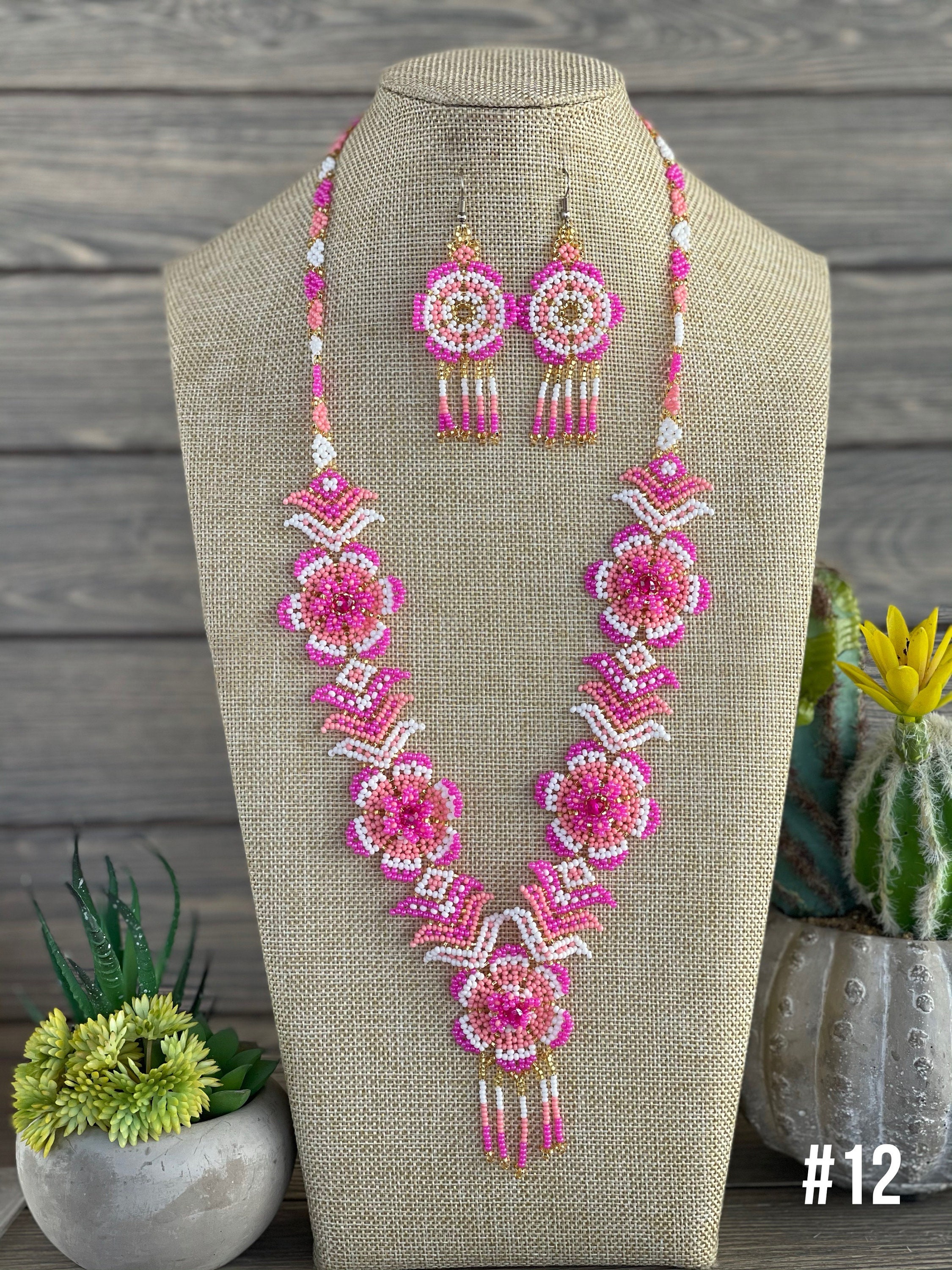 Beaded Artisanal Necklace. Floral Mexican Necklace Beaded Artisanal Necklace. Floral Mexican Necklace