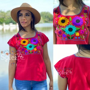 Floral Embroidered Mexican Blouse. Traditional Mexican Blouse. Mexican ...
