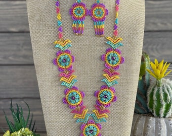 Beaded Artisanal Necklace. Floral Mexican Necklace Beaded Artisanal Necklace. Floral Mexican Necklace