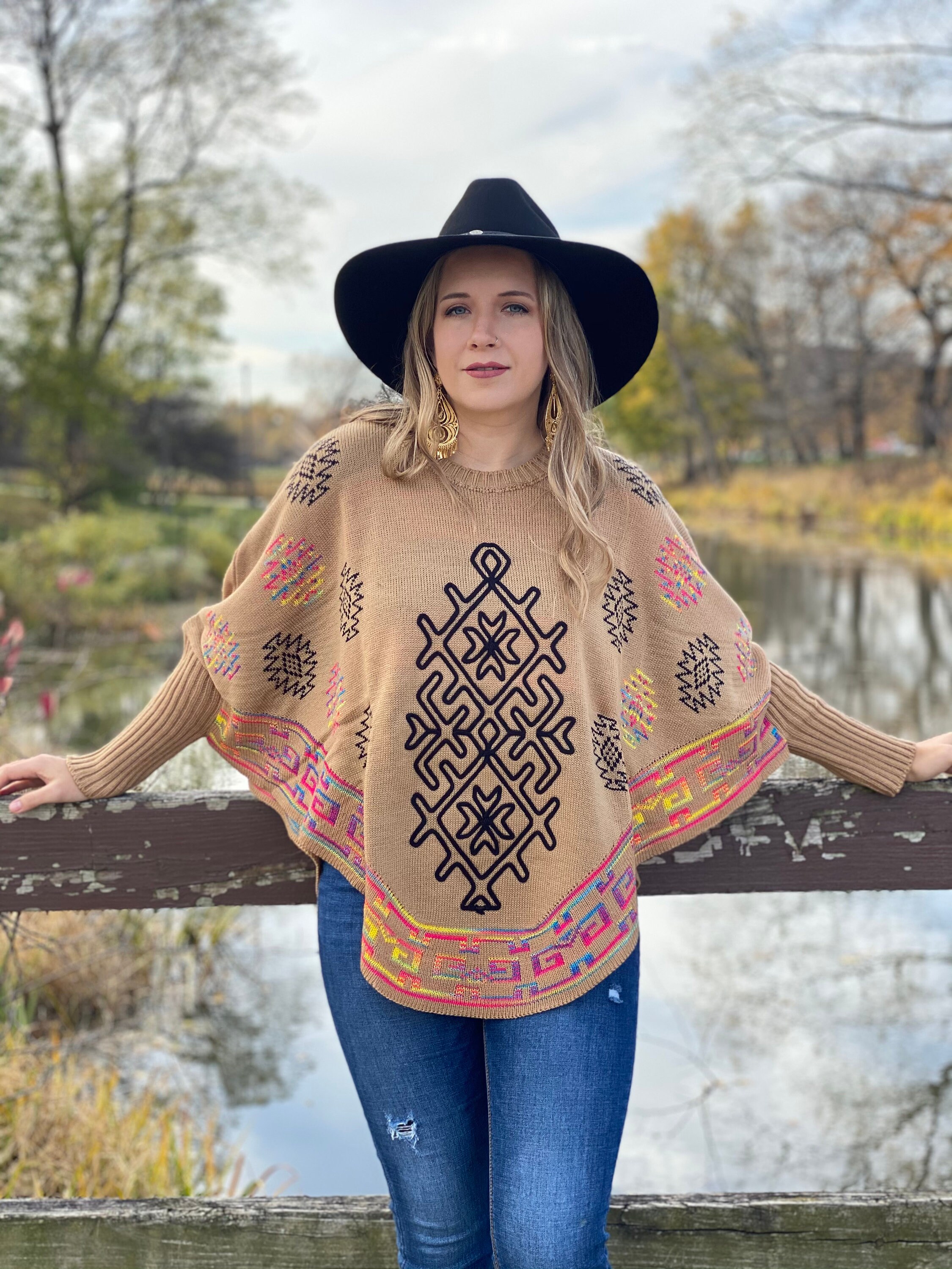 Poncho Artesanal Mexicano. Poncho Mexicano con Mangas. Capa | Etsy