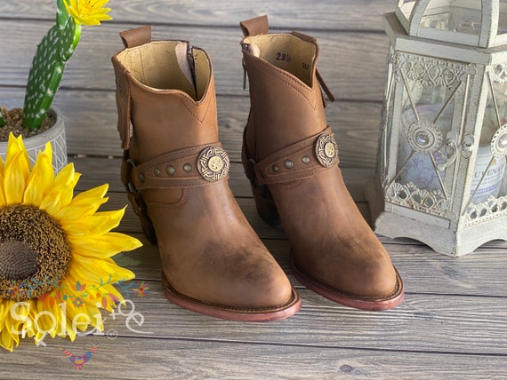 Botin Mexicano de Piel para Mujer. Botin Vaquero para Mujer. Botin
