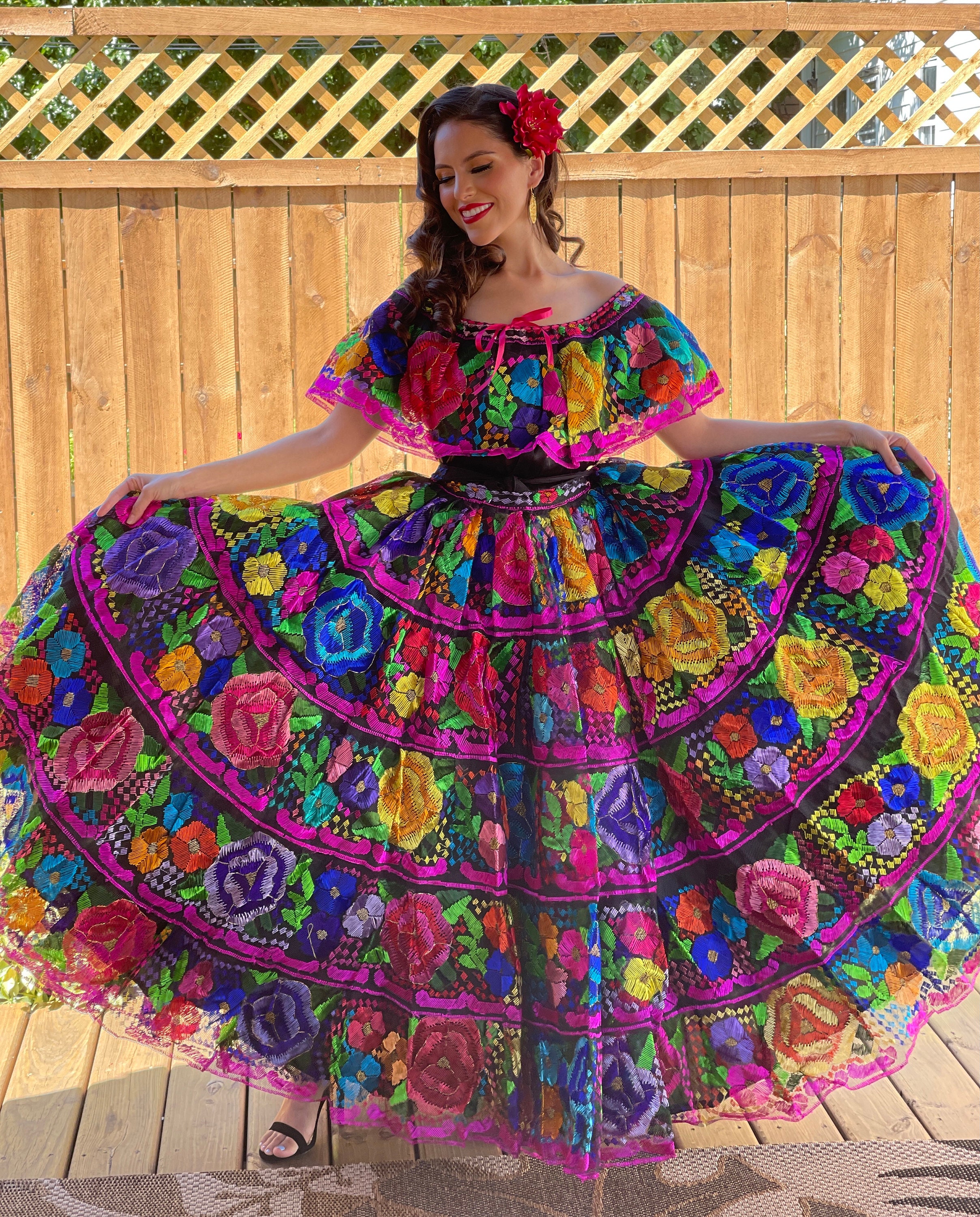 Vestido Mexicano Tradicional Chiapaneco. Vestido Folklórico de - Etsy México Vestido Mexicano Tradicional Chiapaneco. Vestido Folklórico de - Etsy México