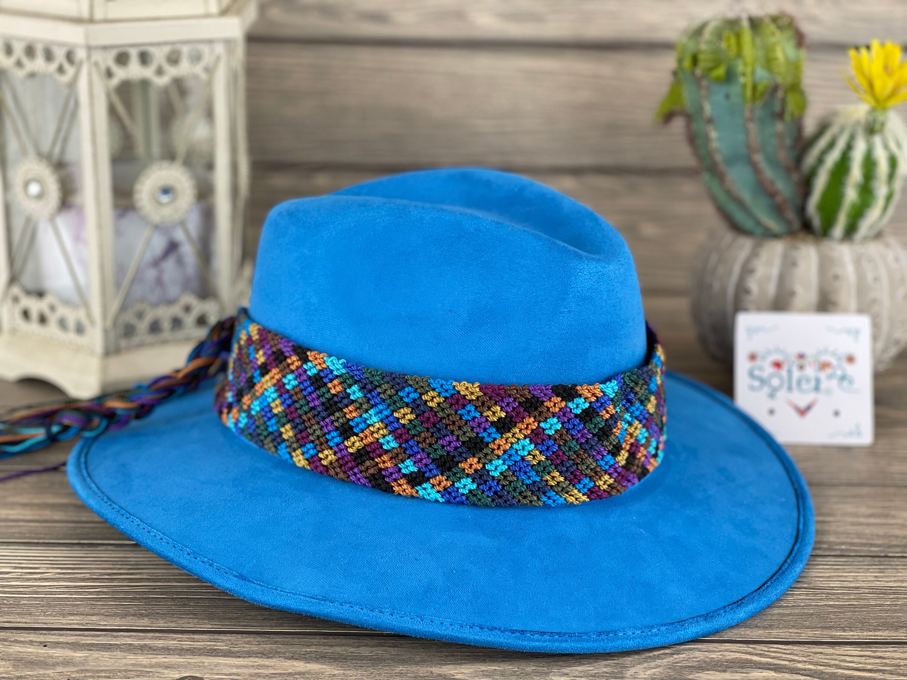 Suede Hat made with Handmade belt from Chiapas Mex Mexican Suede Hat With Handmade Braided Band, Chiapas Style  main image 3