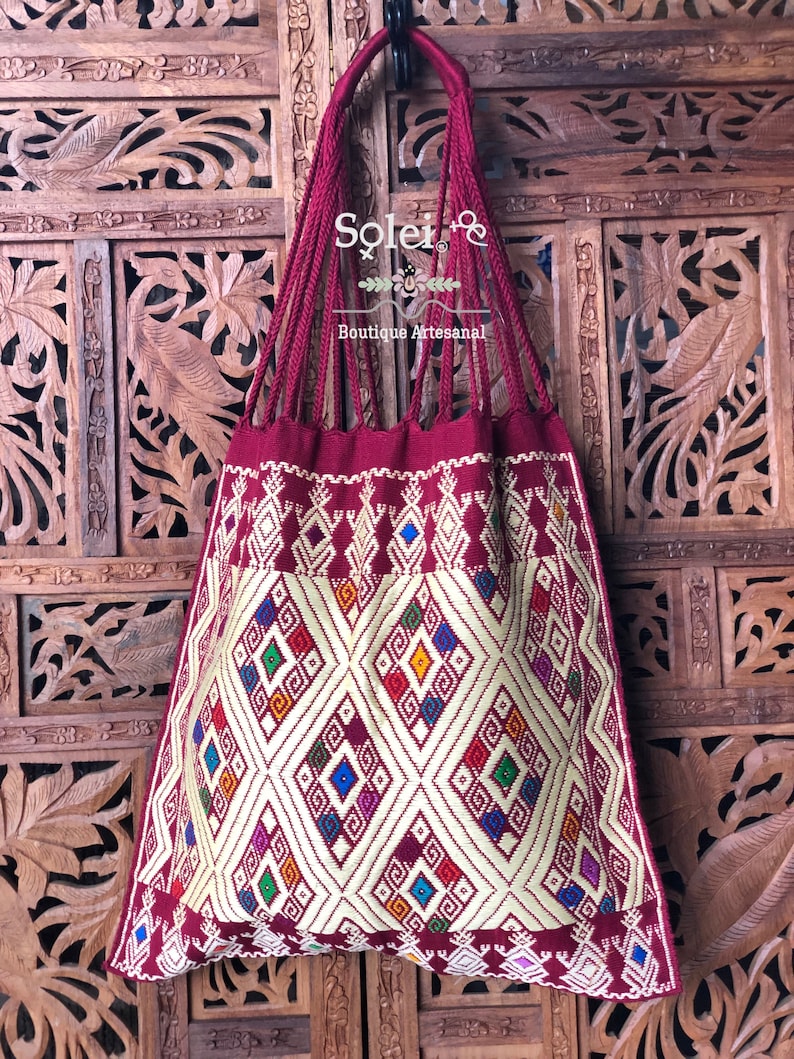 Traditional Embroidered Bag Embroidered on a Waist Loom Colorful Mexican Bag. Various Colors Available Mexican Morral Bag