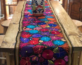 Traditional Mexican Table Runner, Mexican Table Runner, Embroidered Table Runner