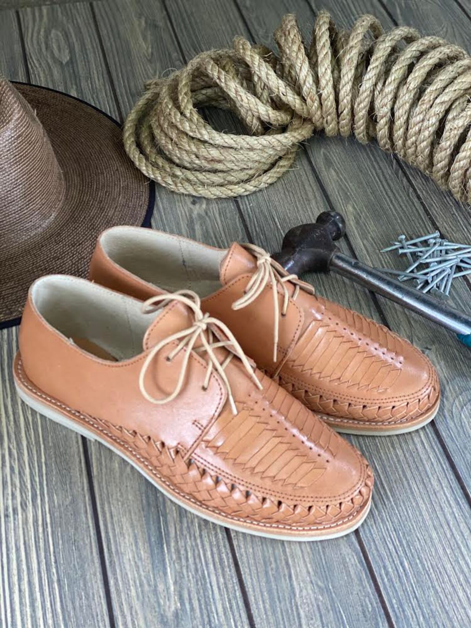 Mexican Artisanal Shoes Leather Honey/Brown 603357 main image 0