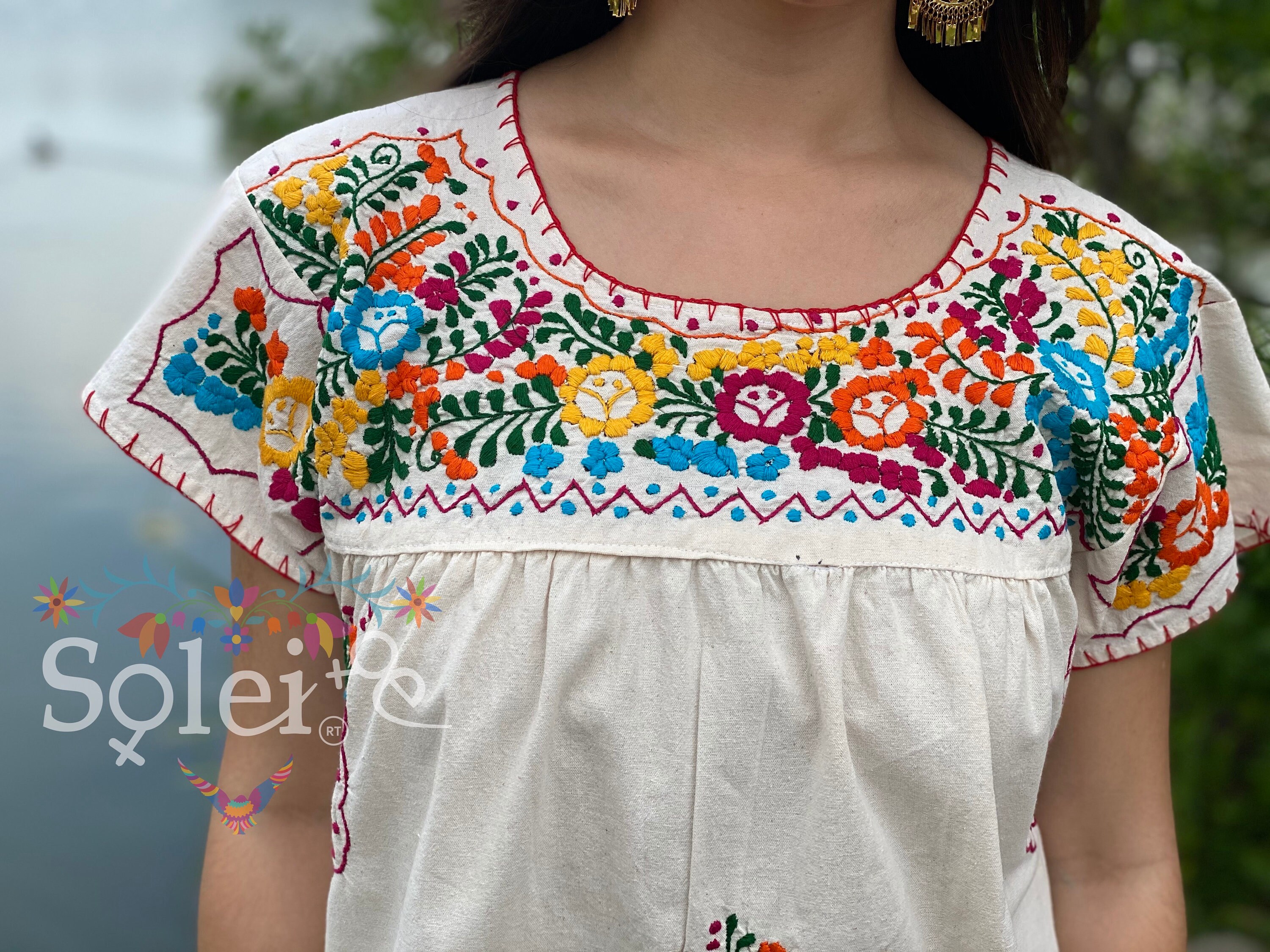 Hand Embroidered Multicolor Blouse. Floral Mexican Blouse. - Etsy