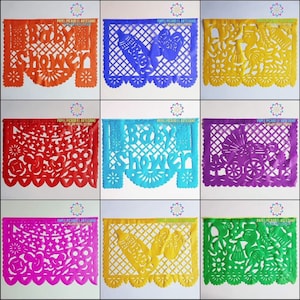 Decoraciónes Babyshower Mexicana. Papel Picado Tradicional. Bandera de Plástico. Bandera Mexicana. Decoración de 57 Pies. Envío Gratis.