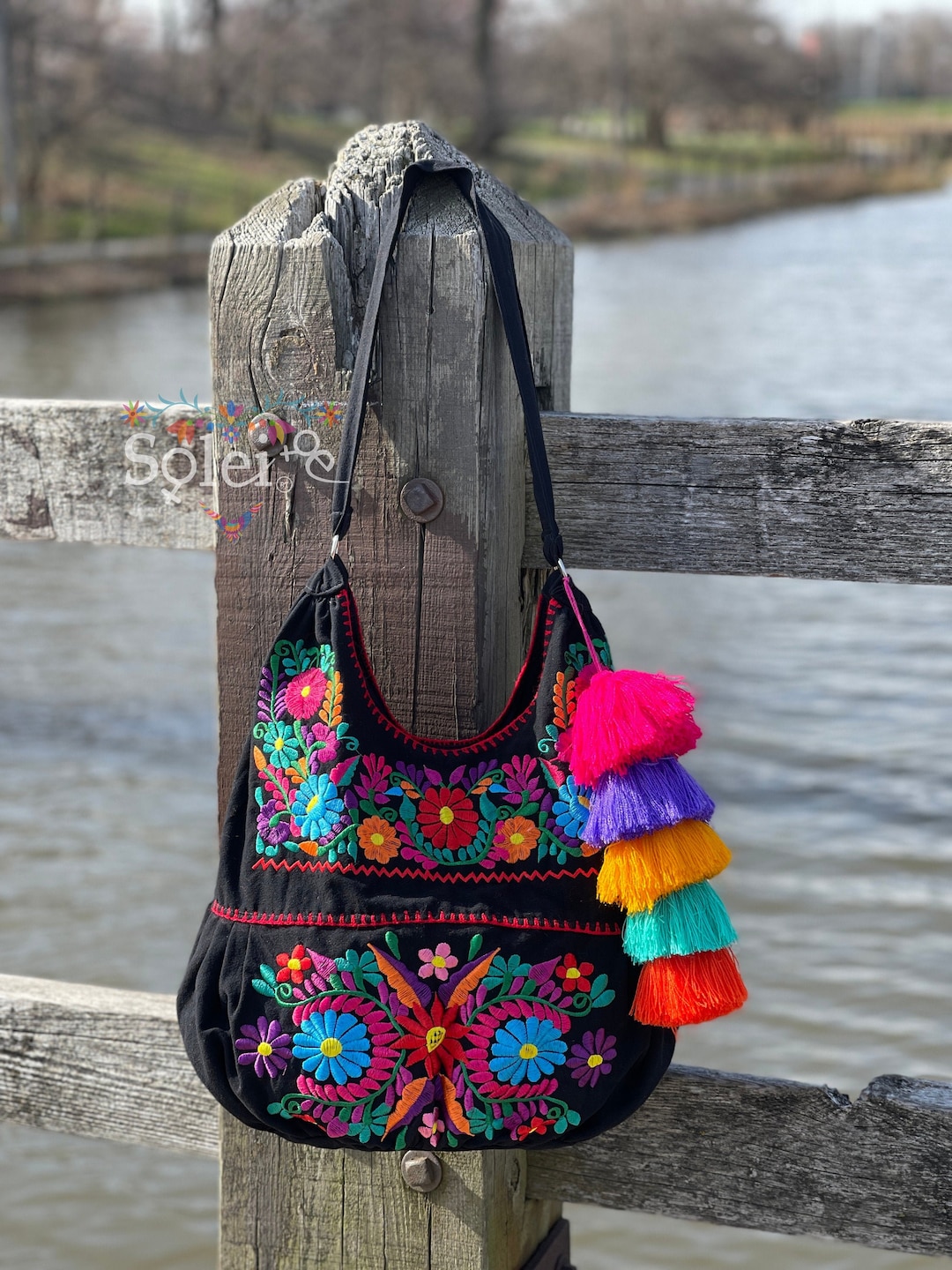 Mexican Morral Bag. Floral Embroidered Bag. Traditional