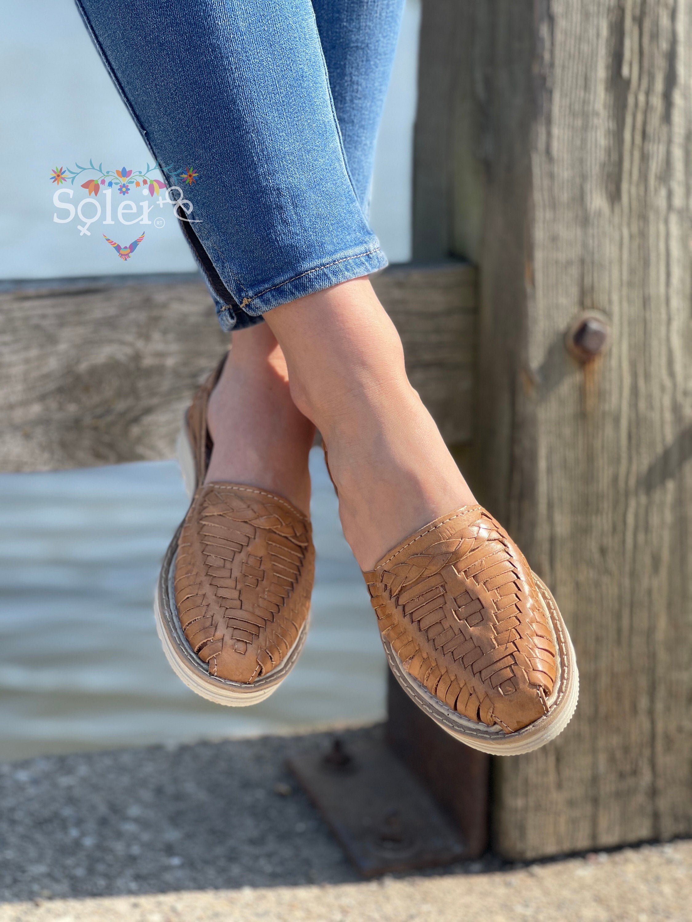 Leather huaraches with rebozo artisanal leather sandals, mexican ...