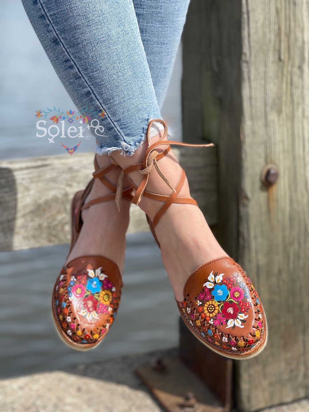 mexican lace up sandals