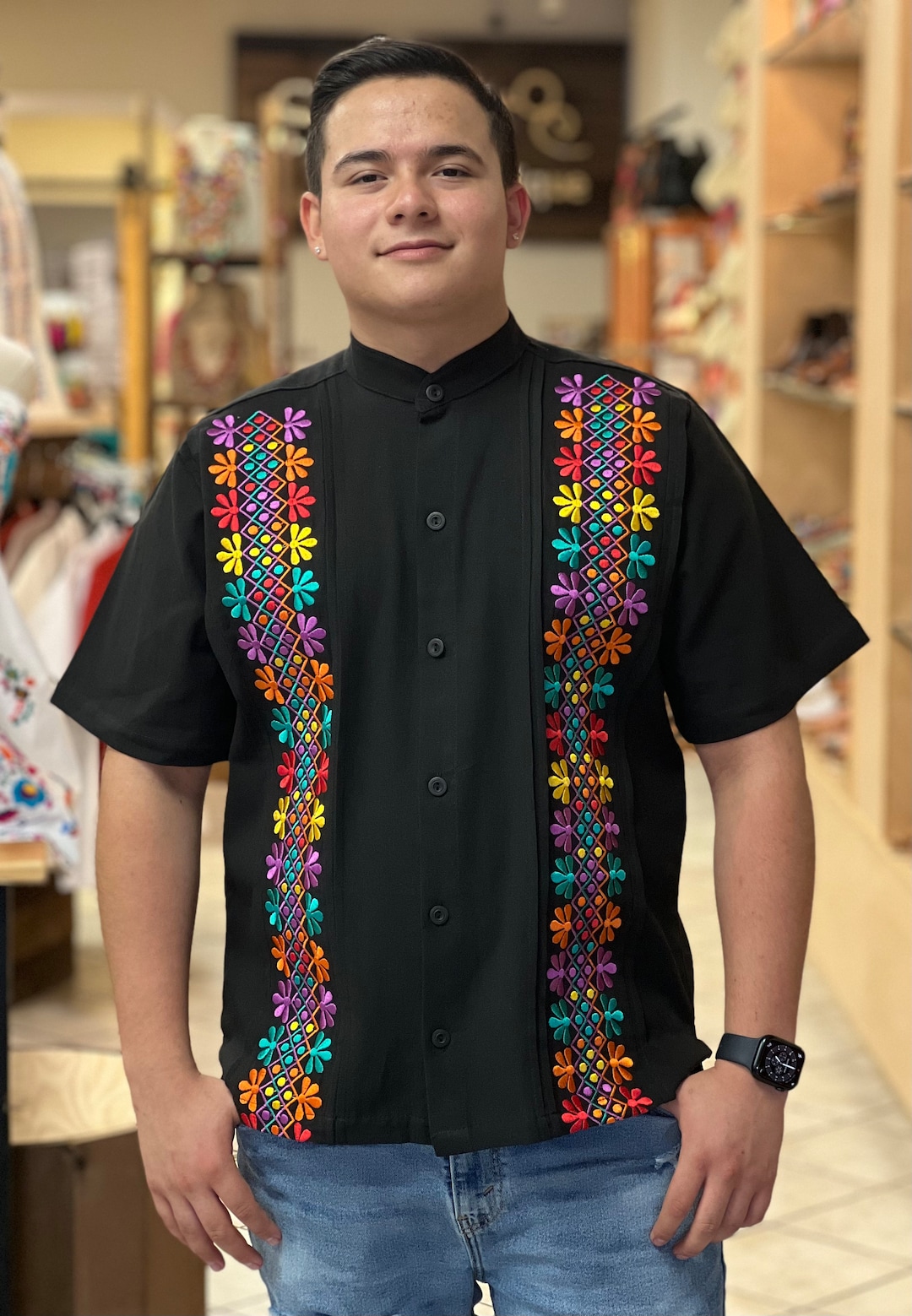 Mens Mexican Traditional Shirt. Size S-3X. Embroidered Guayabera for ...