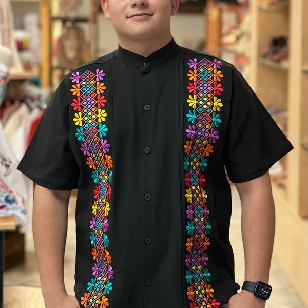 Mens Mexican Traditional Shirt. Size S-3X. Embroidered Guayabera for Men. Formal Button Up Shirt. Traditional Style Shirt. Fathers Day Gift.