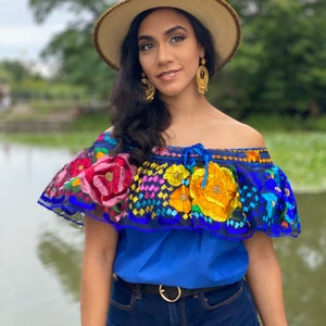Hand Embroidered Crop Top. Mexican Floral Top. off the | Etsy