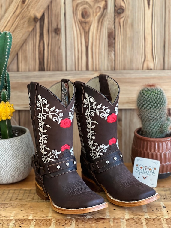 Botas Mexicanas de Piel Bordadas. Botas para Mujer. - Etsy España