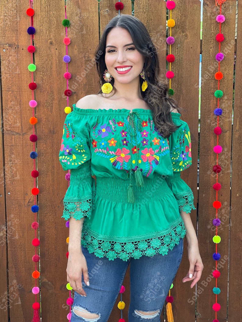 Floral Embroidered Mexican Blouse. Traditional Mexican Top. Etsy