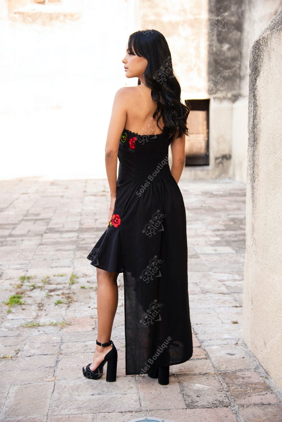 One shoulder embroidered hot sale dress