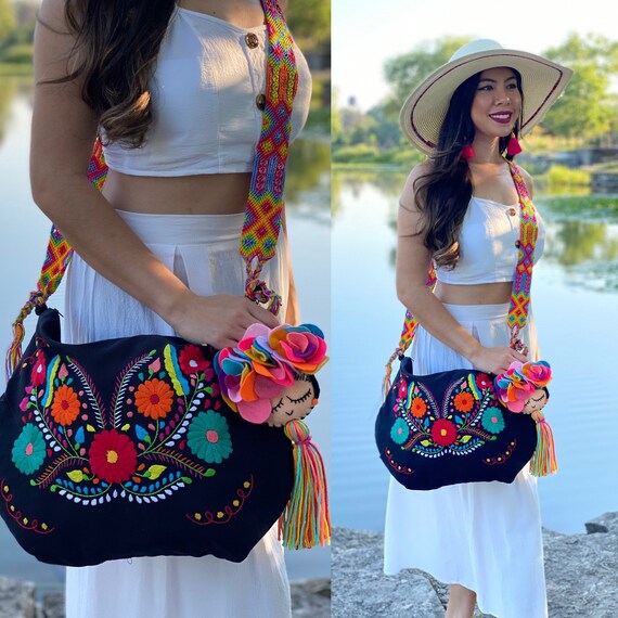 Mexican embroidered crossbody bag sale