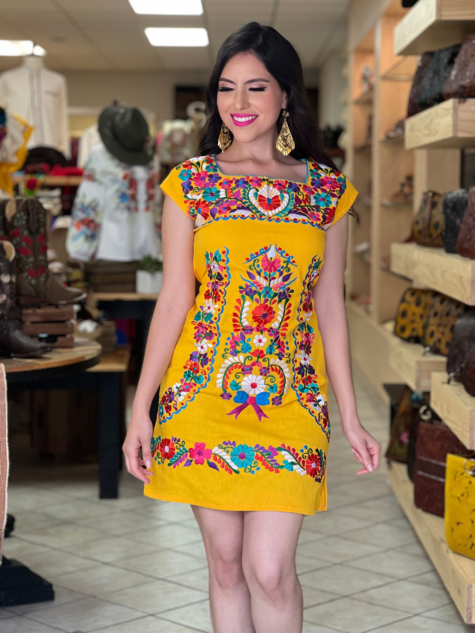 Mexican Colorful Embroidered Dress. Size S 3X. Beautiful - Etsy