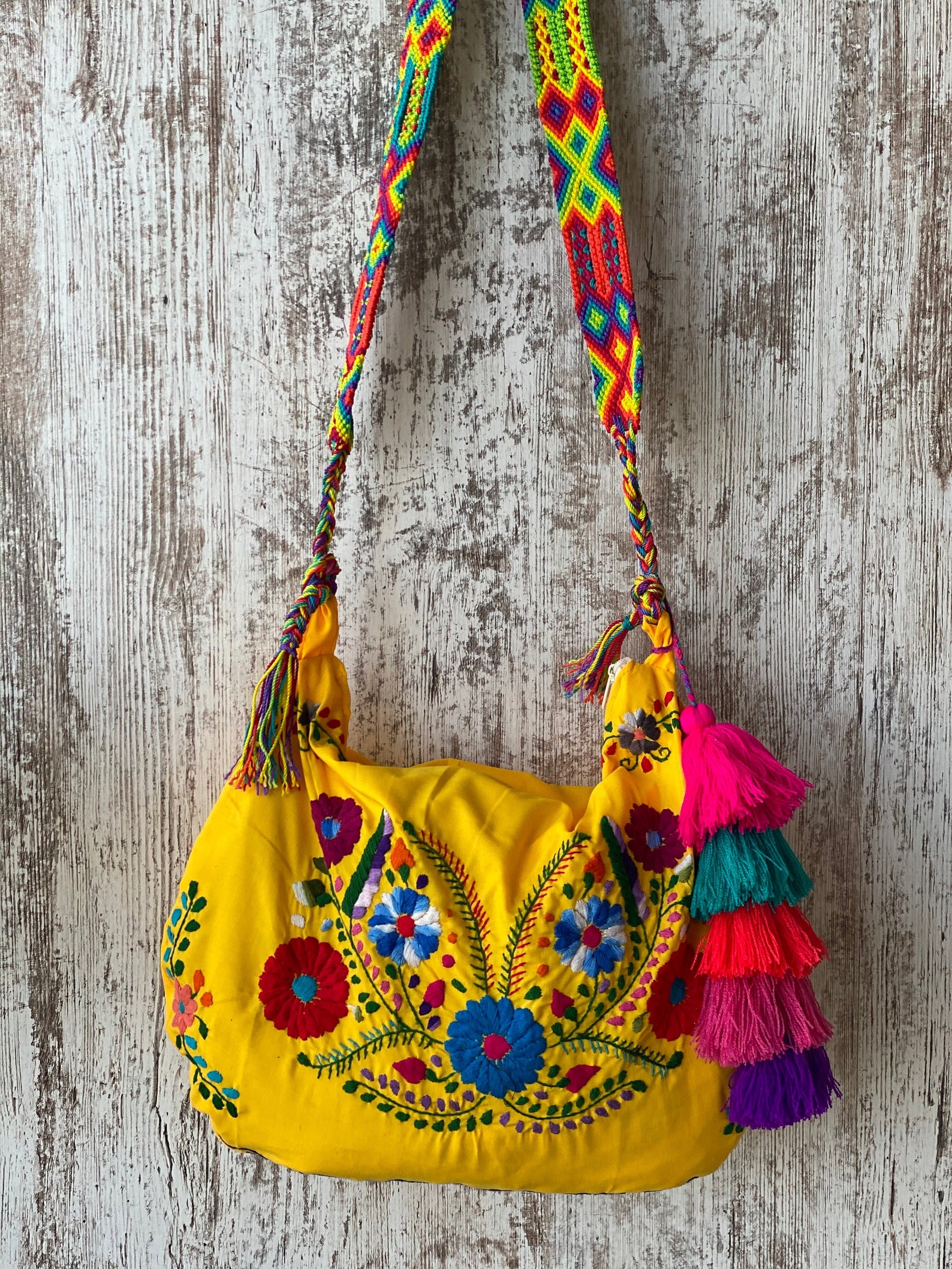 Traditional Embroidered Bag With Tassels. Mexican Morral Bag. Etsy