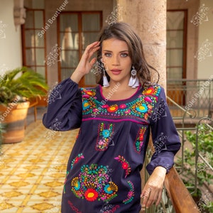 Hand Embroidered Floral Blouse. Size S-3X. Floral Mexican Blouse ...