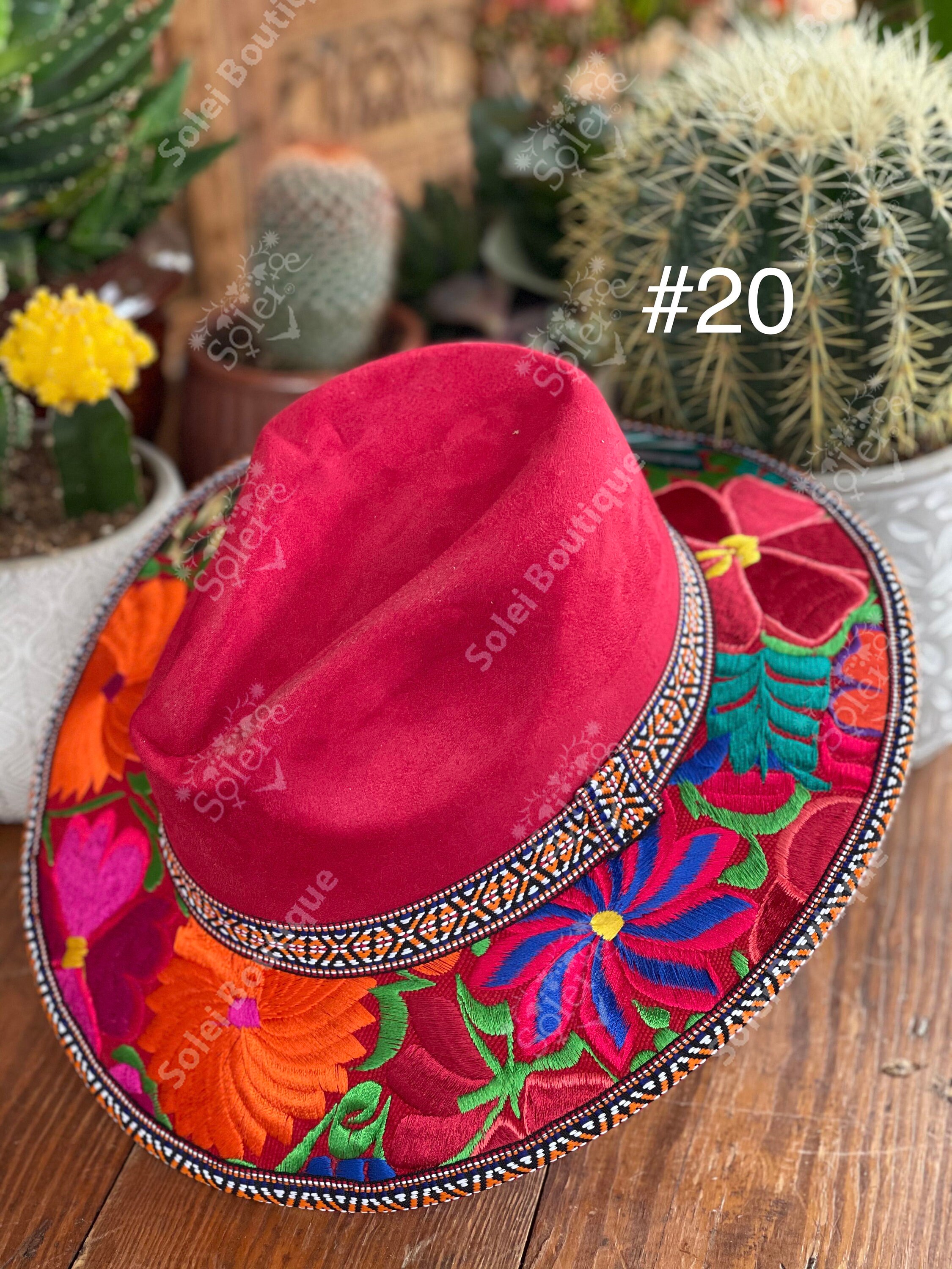Mexican Artisanal Hat. Embroidered Mexican Hat. Colorful Suede | Etsy