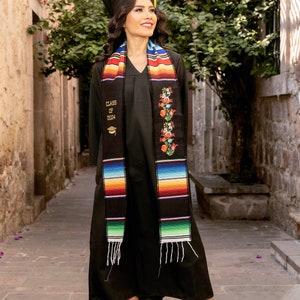 2024 Mexican Graduation Stole Sash. Mexican Serape Stole. Mexican Graduation. Multicolor Graduation Stole. Mexican Themed Graduation Stole. image 5