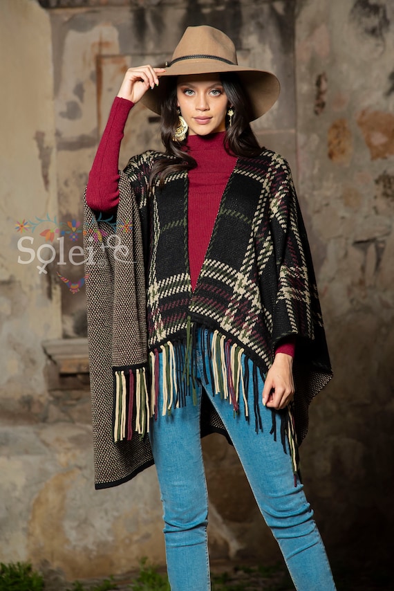 Poncho Artesanal Mexicano. Poncho Mexicano Abierto. Capa | Etsy España