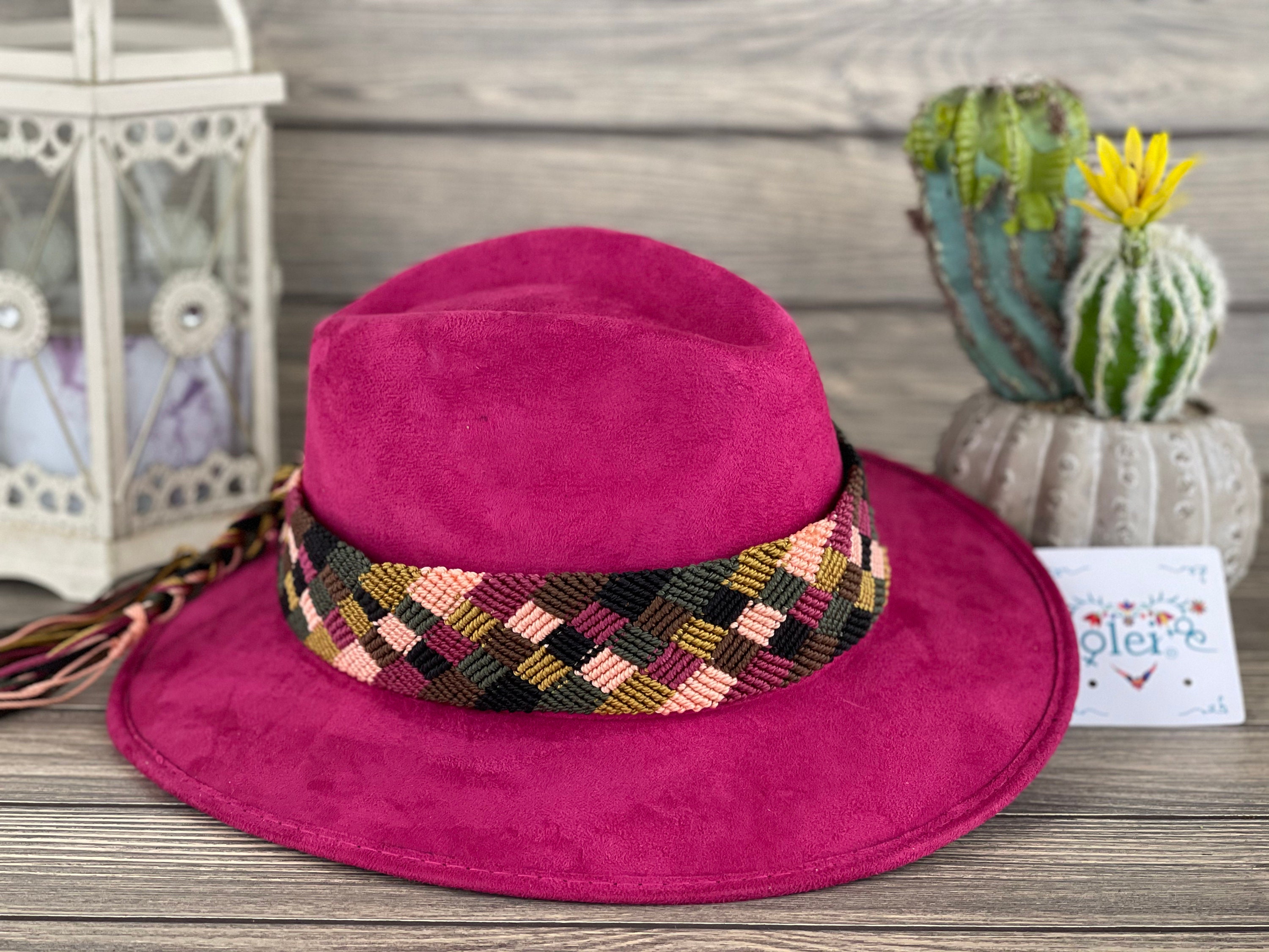 Suede Hat made with Handmade belt from Chiapas Mex Kiich Hat - 100% handmade brown suede hat, with leather  main image 2